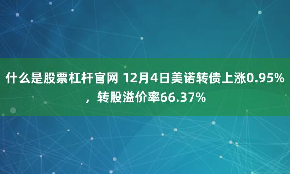 什么是股票杠杆官网 12月4日美诺转债上涨0.95%，转股溢价率66.37%