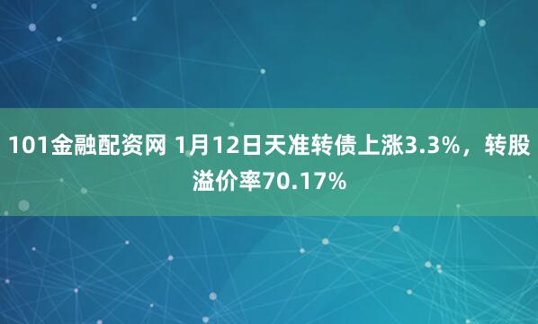 101金融配资网 1月12日天准转债上涨3.3%，转股溢价率70.17%