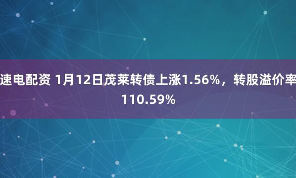 速电配资 1月12日茂莱转债上涨1.56%，转股溢价率110.59%